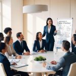 Führungskraft erklärt Team eine Strategie – Neuroleadership stärkt Zusammenarbeit