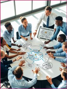 Mitarbeiter diskutieren Ideen – Neuroleadership inspiriert durchdachte Entscheidungen