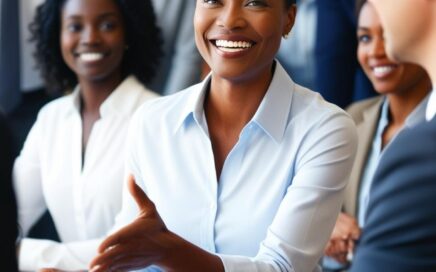 Lächelnde Führungskraft in Meeting – Positive Leadership durch Neuroleadership
